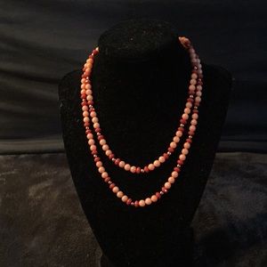 Large vintage salmon coral beaded necklace